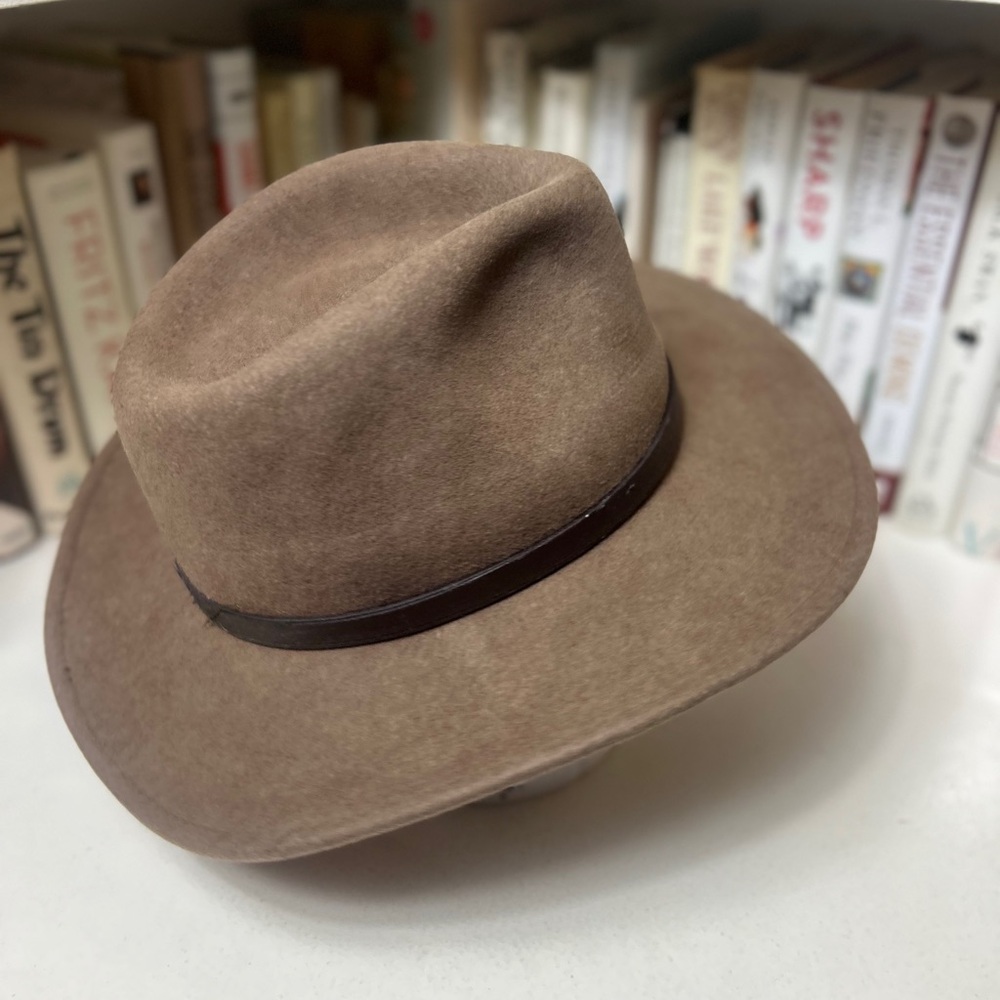 VTG Brown Hat w/leather band - Scala - Sz: Large - 100% Wool